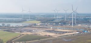 Drone-foto van bouw nieuwe vestiging